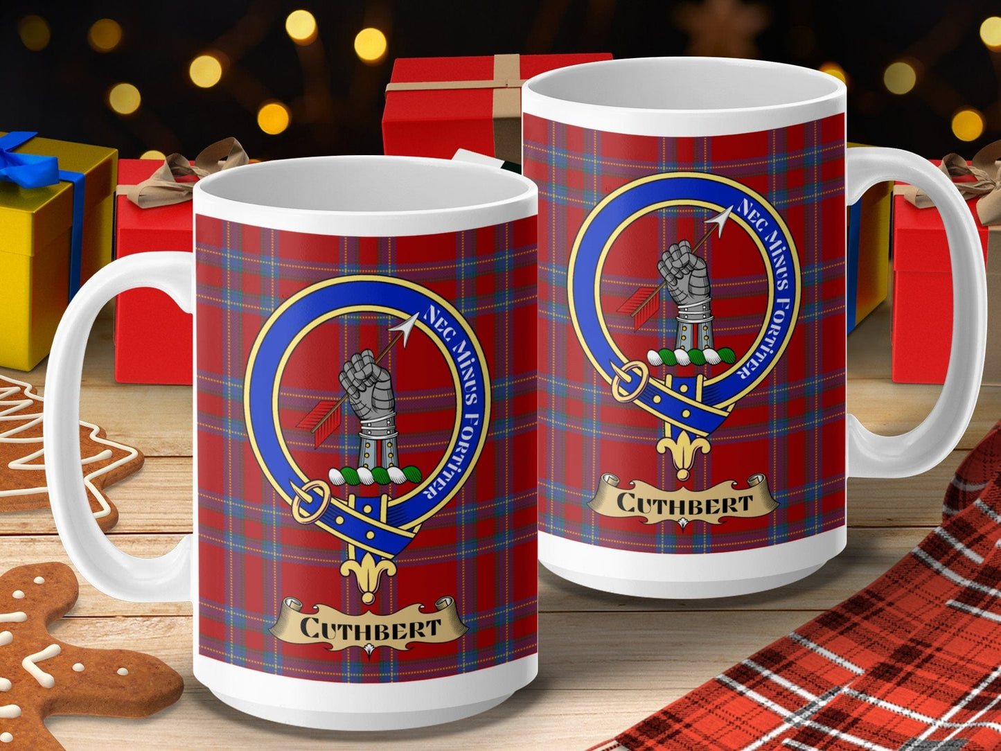 Physical Item 15oz / 15oz / White Cuthbert Clan Scottish Tartan Crest Mug