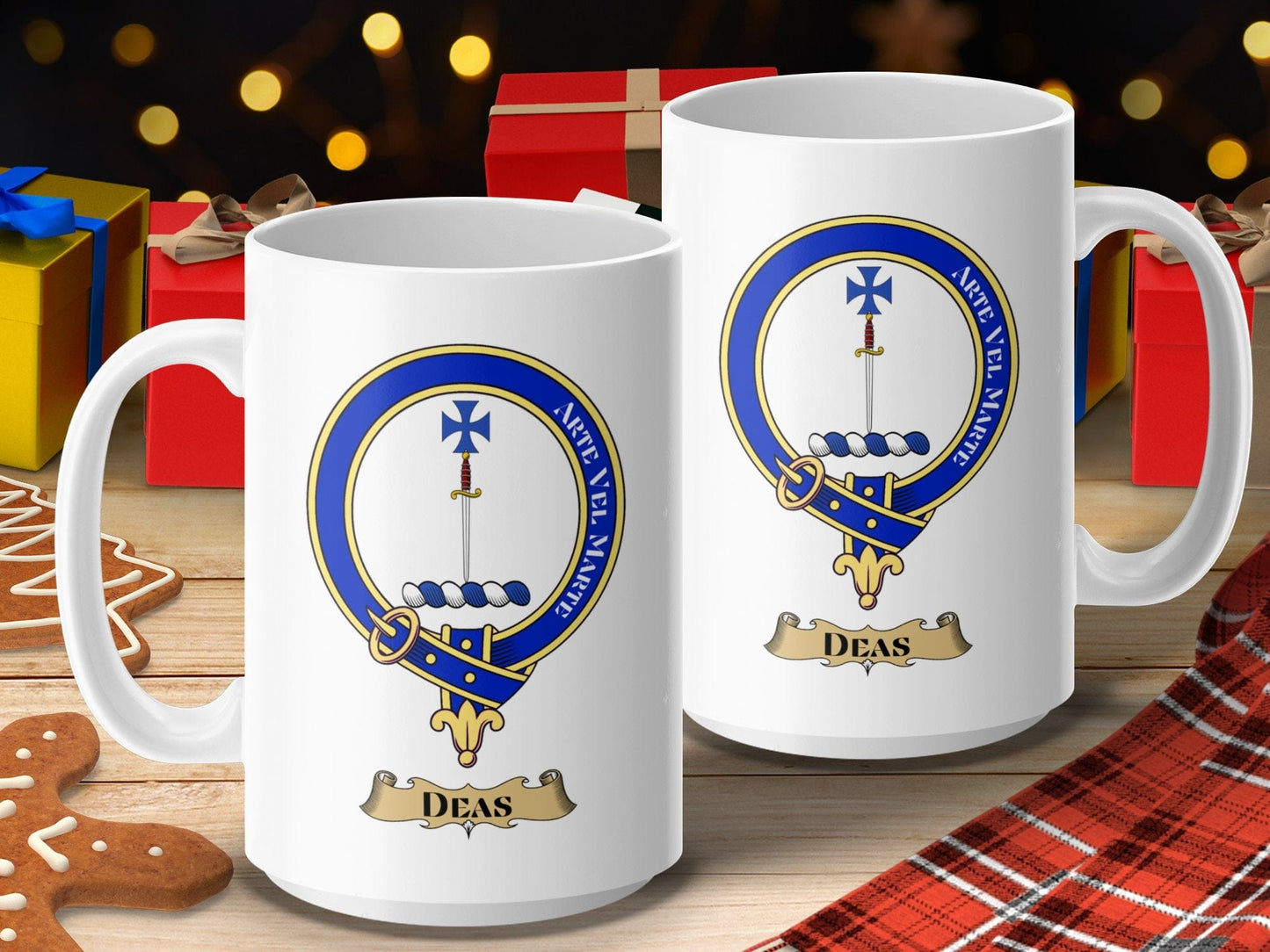 Physical Item 15oz / 15oz / White Deas Clan Scottish Tartan Crest mug