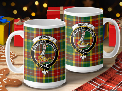 Physical Item 15oz / 15oz / White Dewar Clan Scottish Tartan Crest Mug