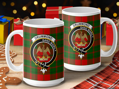 Physical Item 15oz / 15oz / White Drummond Clan Scottish Tartan Crest mug