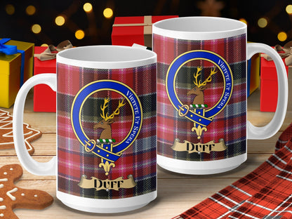 Physical Item 15oz / 15oz / White Duff Clan Scottish Tartan Crest Mug