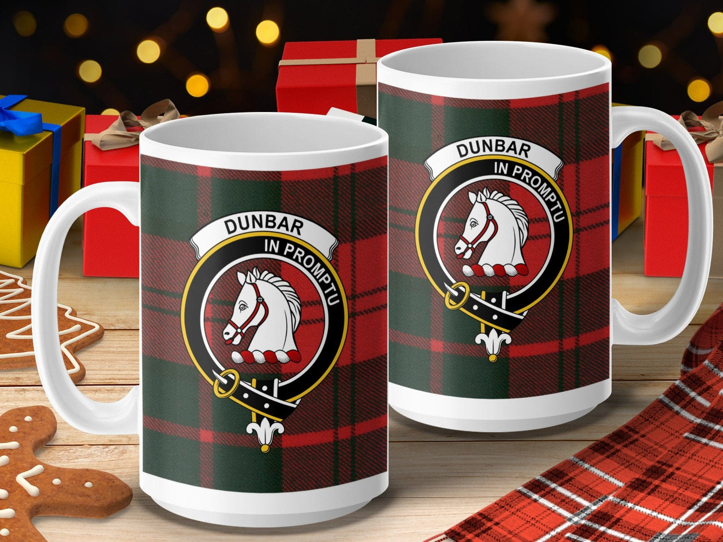 Physical Item 15oz / 15oz / White Dunbar Clan Scottish Tartan Crest Mug