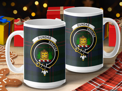 Physical Item 15oz / 15oz / White Dundas Clan Scottish Tartan Crest Mug