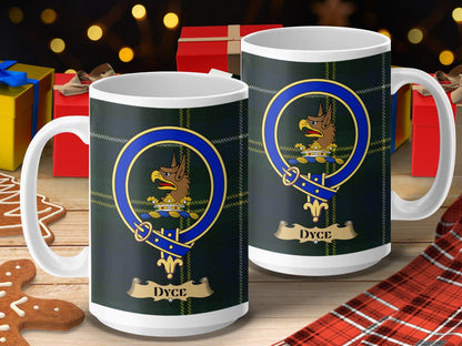 Physical Item 15oz / 15oz / White Dyce Clan Scottish Tartan Crest mug