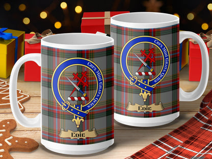 Physical Item 15oz / 15oz / White Edie Clan Scottish Tartan Crest Mug