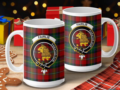 Physical Item 15oz / 15oz / White Fairlie Clan Scottish Tartan Crest Mug