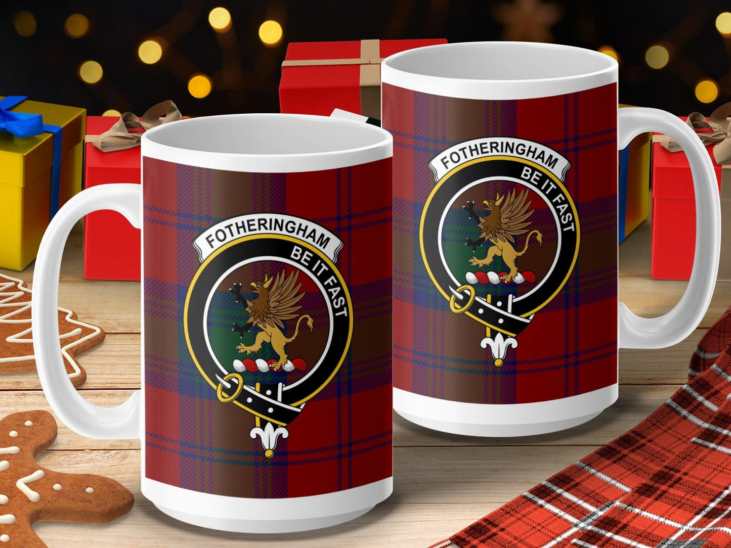 Physical Item 15oz / 15oz / White Fotheringham Scottish Tartan Clan Crest Mug