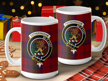 Physical Item 15oz / 15oz / White Fotheringham Scottish Tartan Clan Crest Mug