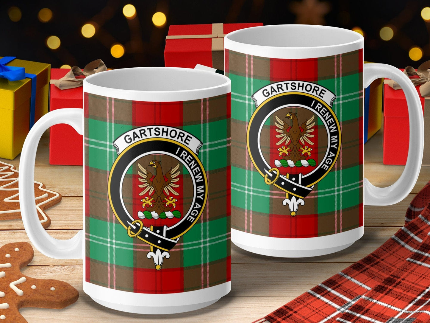 Physical Item 15oz / 15oz / White Gartshore Renew My Age Clan Crest Tartan Mug