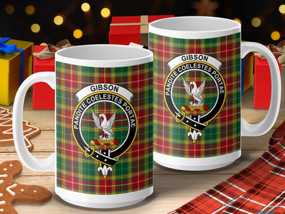 Physical Item 15oz / 15oz / White Gibson Clan Scottish Tartan Crest Mug