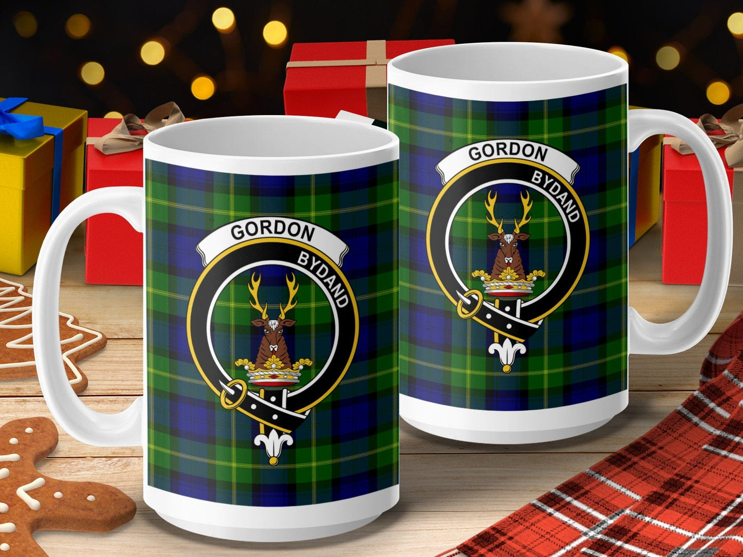 Physical Item 15oz / 15oz / White Gordon Clan Scottish Tartan Crest Mug