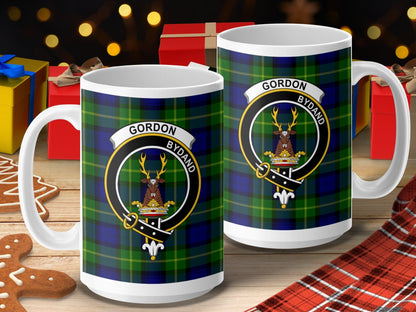 Physical Item 15oz / 15oz / White Gordon Clan Scottish Tartan Crest Mug