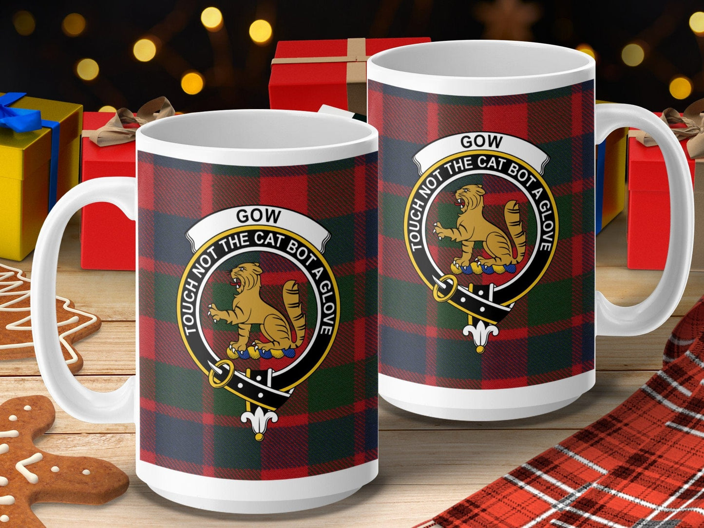 Physical Item 15oz / 15oz / White Gow Clan Scottish Tartan Crest Mug