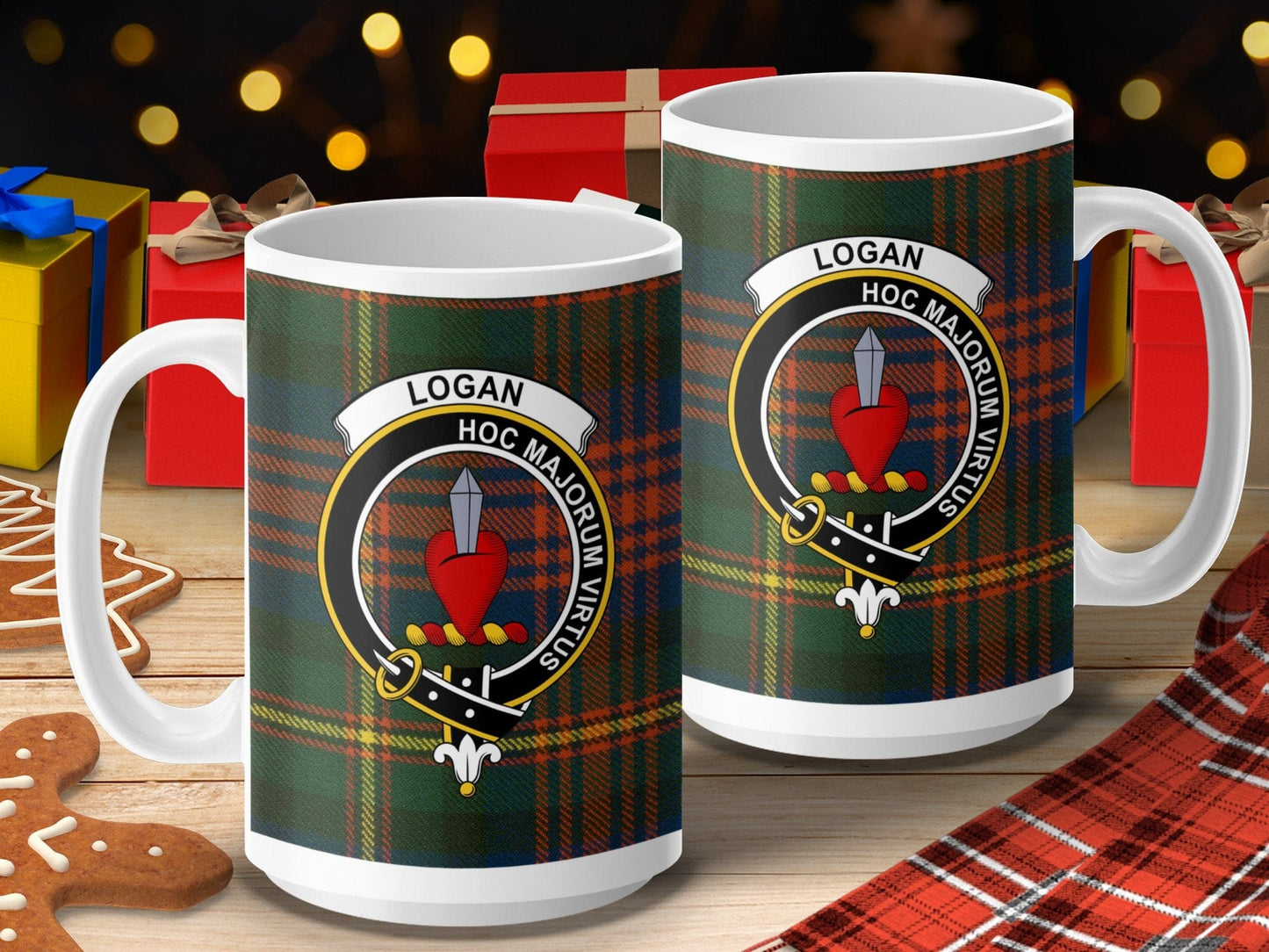 Physical Item 15oz / 15oz / White Logan Clan Scottish Tartan Crest Mug