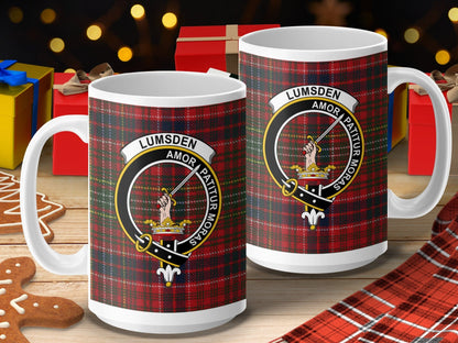 Physical Item 15oz / 15oz / White Lumsden Clan Scottish Tartan Crest Mug