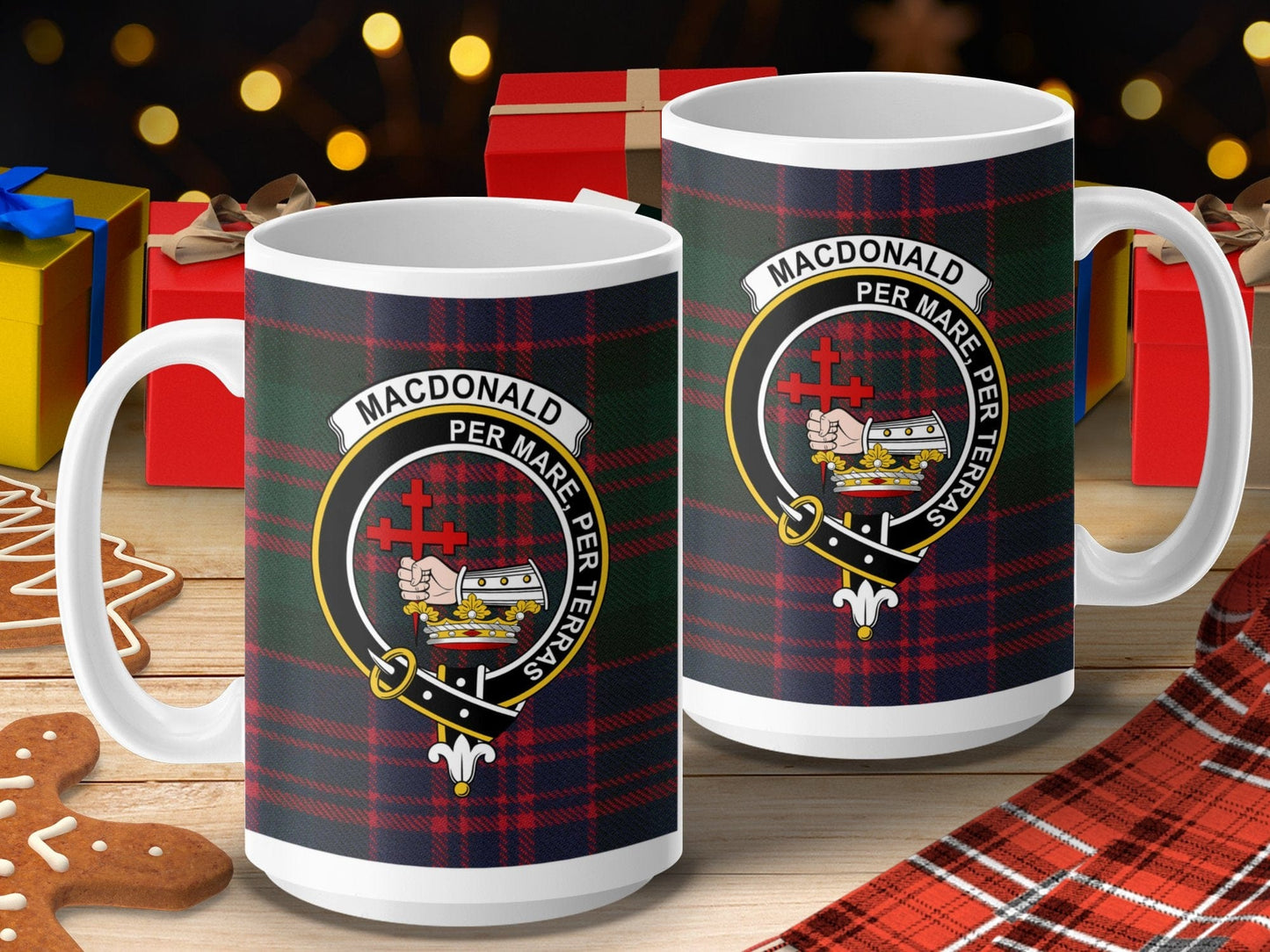 Physical Item 15oz / 15oz / White Macdonald Clan Crest Per Mare Per Terras Tartan Mug