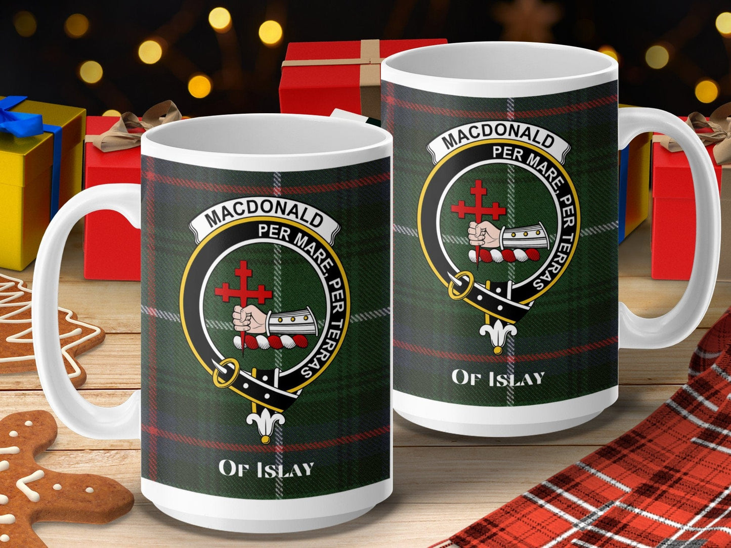 Physical Item 15oz / 15oz / White Macdonald Clan Of Islay Scottish Tartan Crest Mug