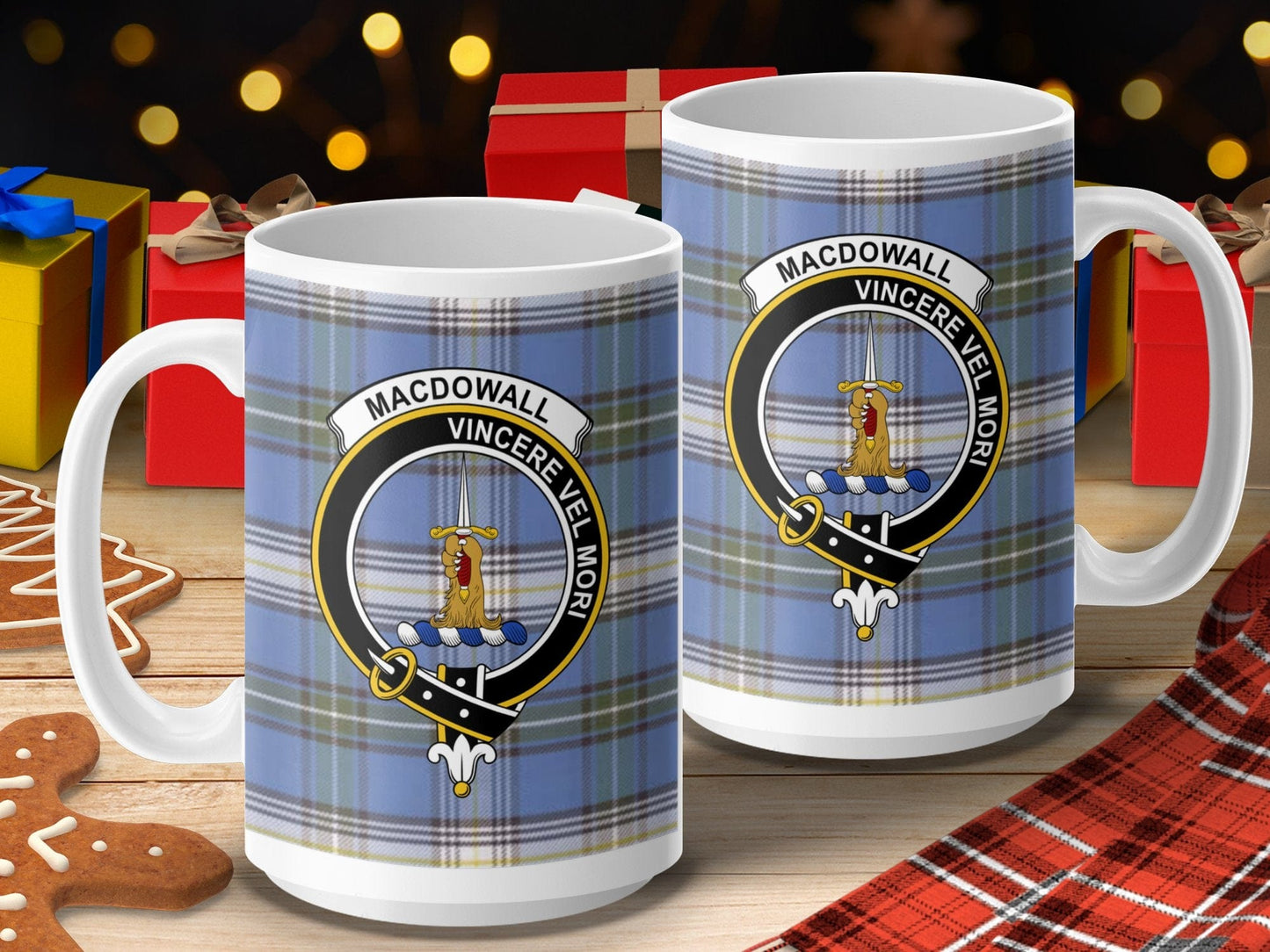 Physical Item 15oz / 15oz / White Macdowall Clan Scottish Tartan Crest Mug