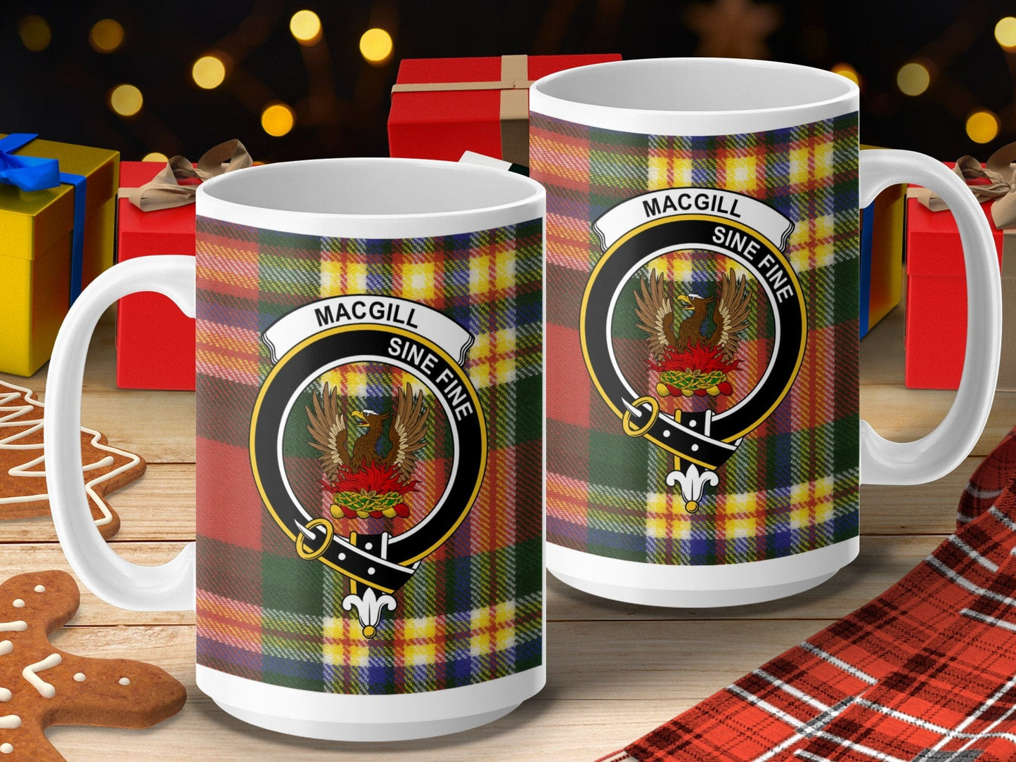 Physical Item 15oz / 15oz / White MacGill Clan Scottish Tartan Crest Mug