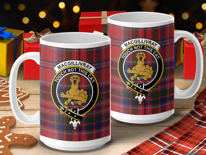 Physical Item 15oz / 15oz / White Macgillivray Clan Scottish Tartan Crest Mug