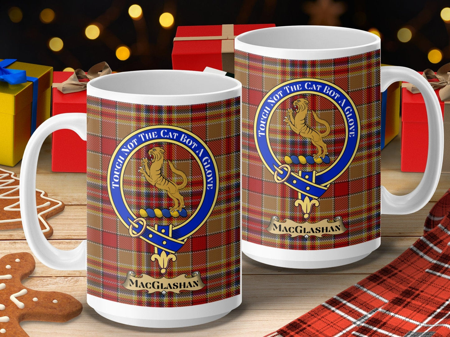 Physical Item 15oz / 15oz / White MacGlashan Clan Scottish Tartan Crest Mug