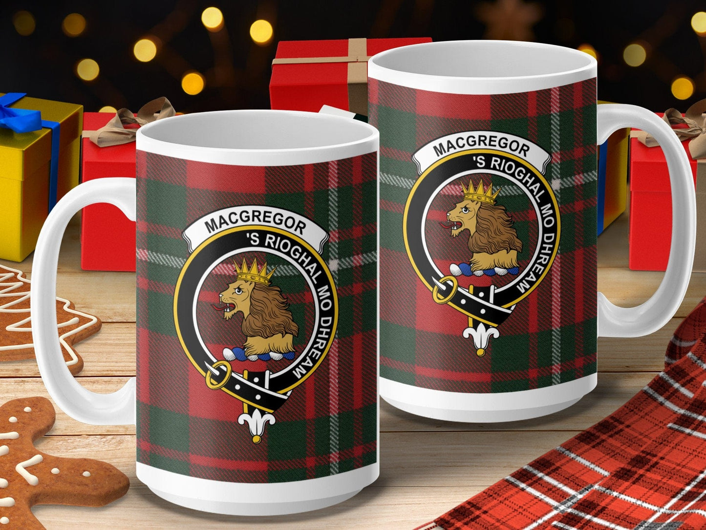 Physical Item 15oz / 15oz / White Macgregor Clan Scottish Tartan Crest Mug