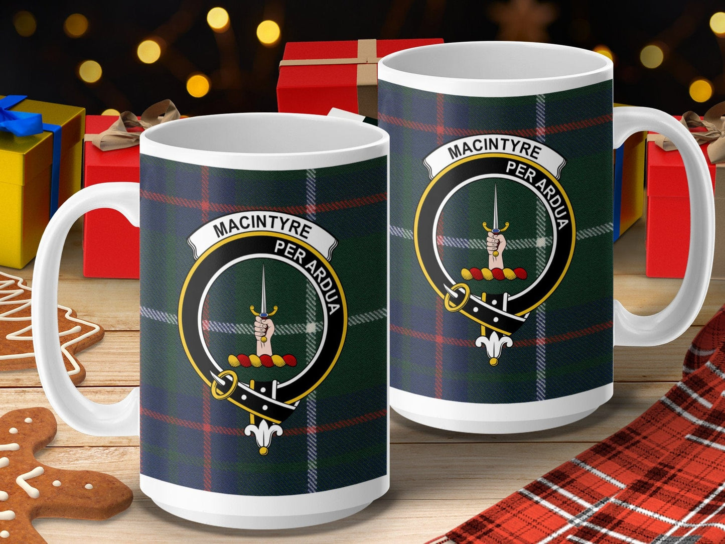 Physical Item 15oz / 15oz / White MacIntyre Clan Scottish Tartan Crest Mug