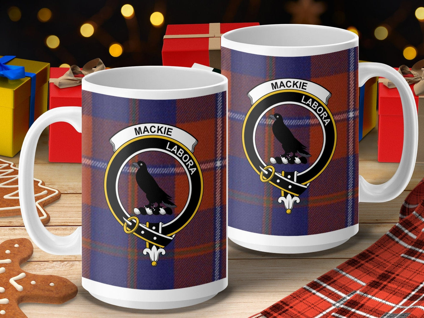 Physical Item 15oz / 15oz / White Mackie Clan Crest Scottish Tartan Design Mug