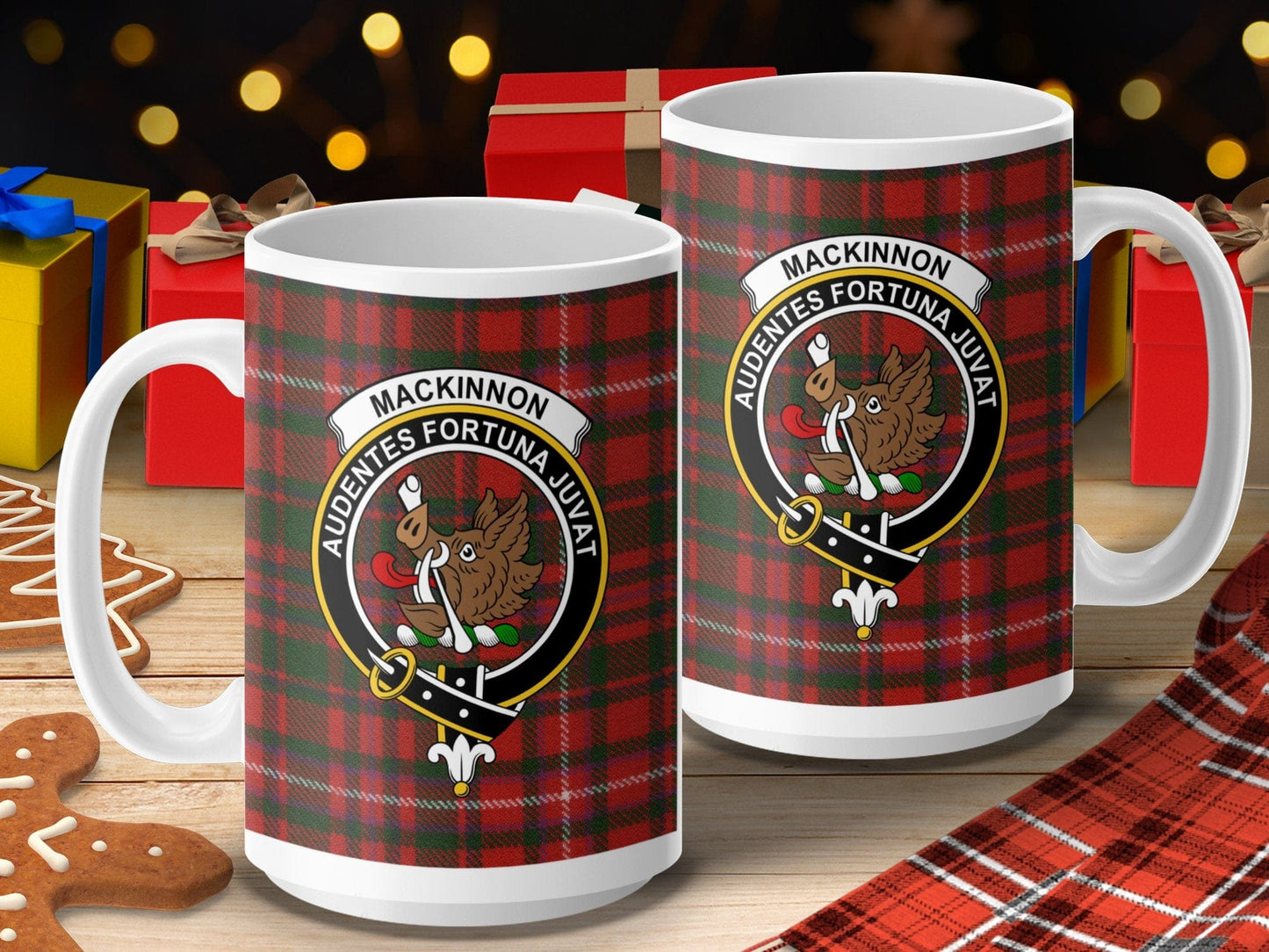 Physical Item 15oz / 15oz / White Mackinnon Clan Scottish Tartan Crest Mug