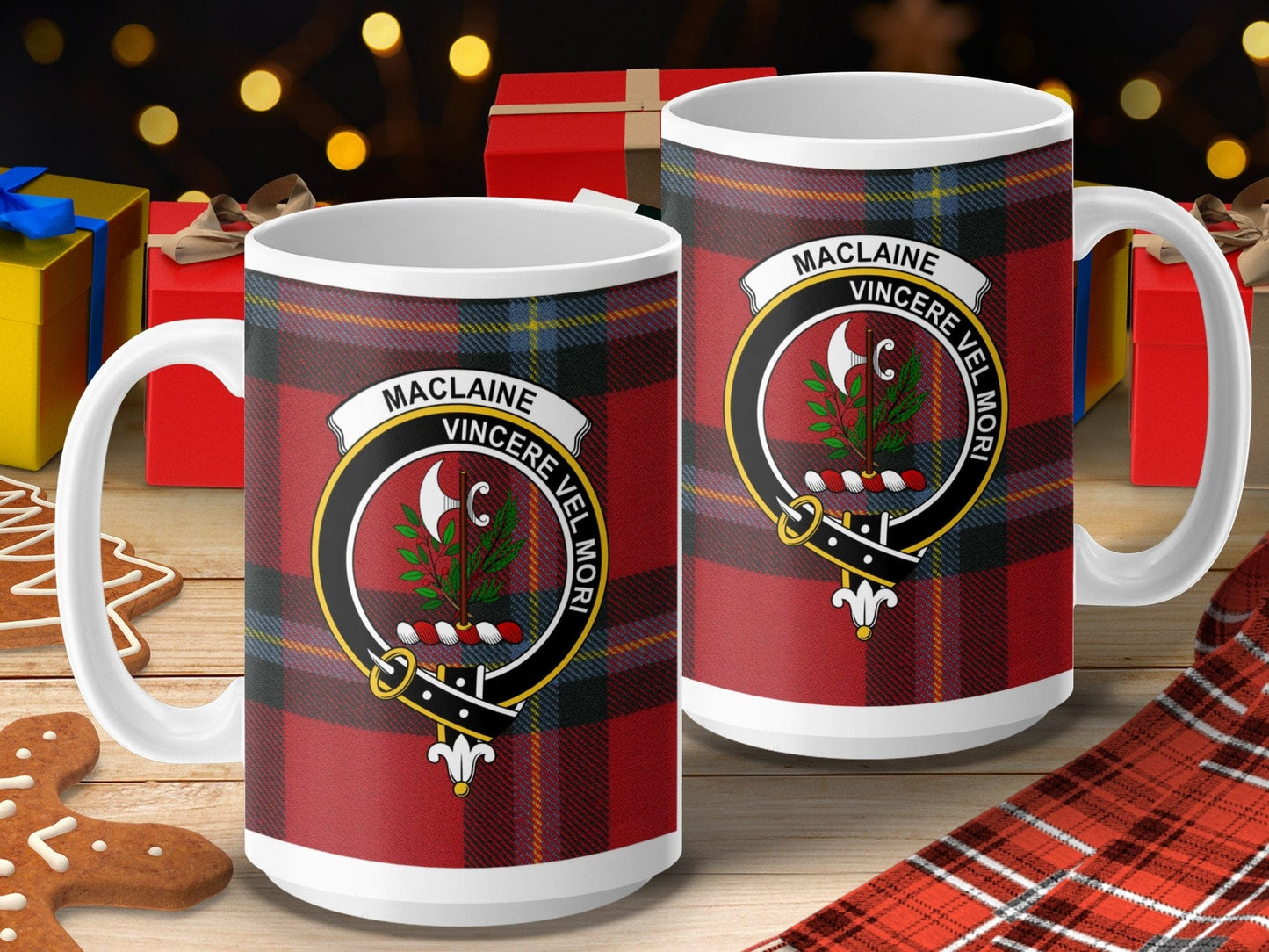 Physical Item 15oz / 15oz / White Maclaine Clan Scottish Tartan Crest Mug