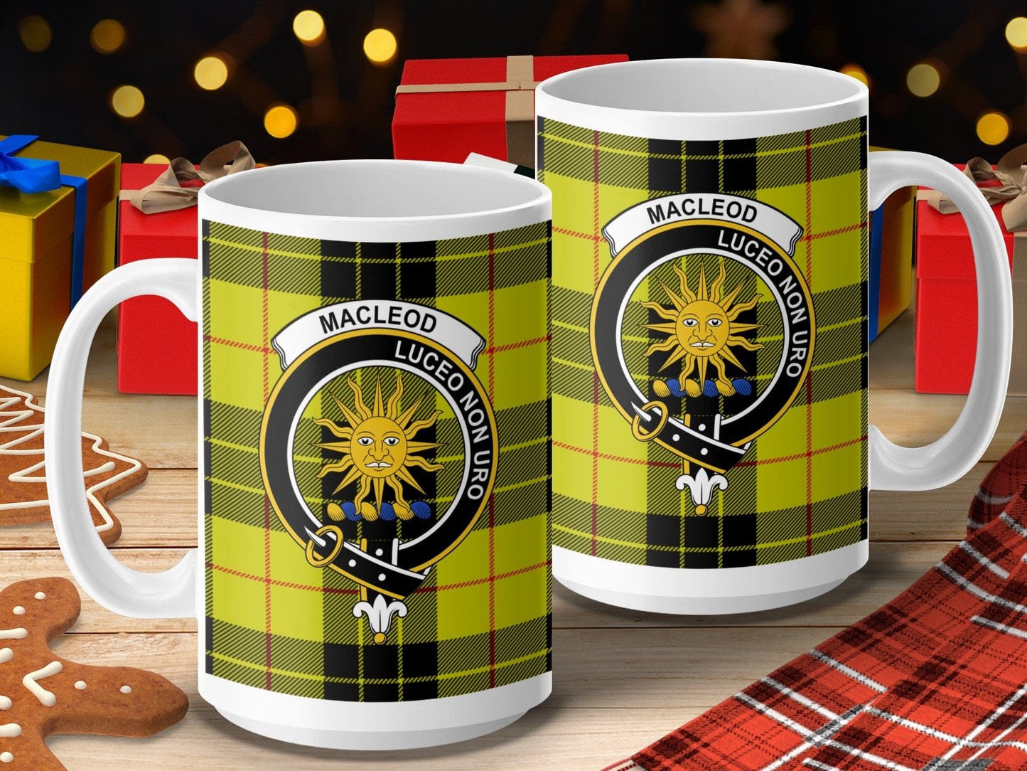 Physical Item 15oz / 15oz / White MacLeod Clan Scottish Tartan Crest Mugs