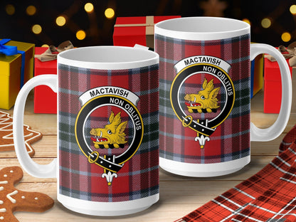 Physical Item 15oz / 15oz / White Mactavish Clan Tartan Crest Non Oblitus Mugs