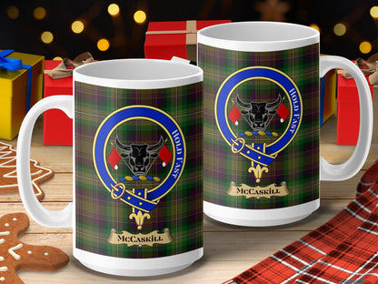 Physical Item 15oz / 15oz / White McCaskill Clan Scottish Tartan Crest Mugs