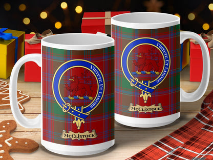 Physical Item 15oz / 15oz / White McClintock Clan Virtute et Labore Tartan Mugs