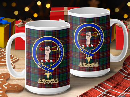 Physical Item 15oz / 15oz / White McCulloch Clan Scottish Tartan Crest Mugs