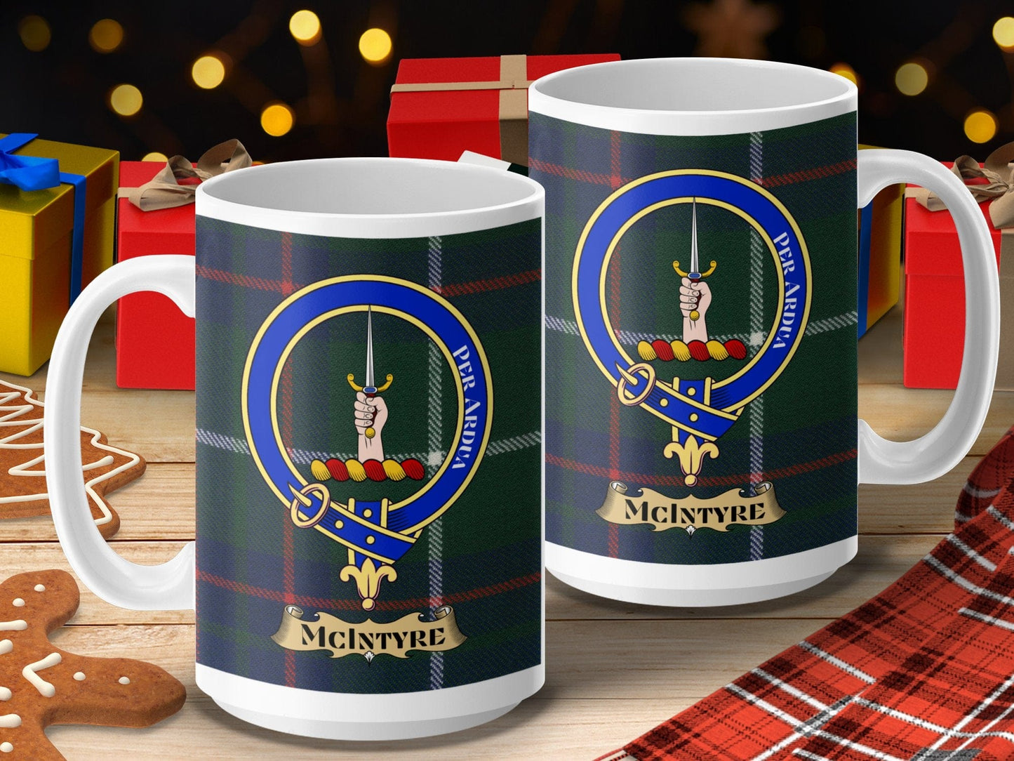 Physical Item 15oz / 15oz / White McIntyre Clan Scottish Tartan Crest mug