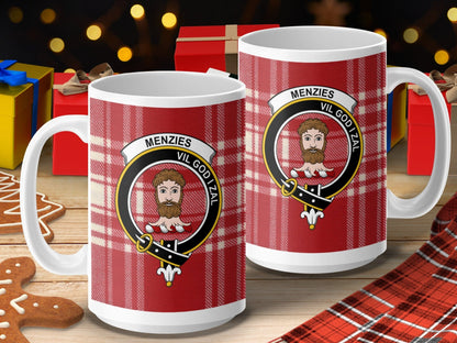 Physical Item 15oz / 15oz / White Menzies Clan Scottish Tartan Crest Mugs