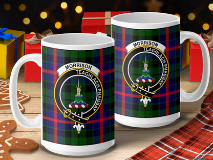 Physical Item 15oz / 15oz / White Morrison Clan Teaghlach Phabbay Scottish Tartan Mugs