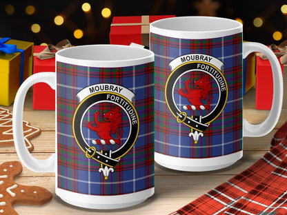 Physical Item 15oz / 15oz / White Moubray Clan Scottish Tartan Crest Mugs