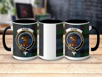 Physical Item 15oz / Black Baird Clan Crest Tartan Scottish Mug