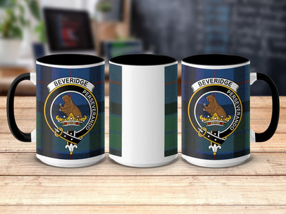 Physical Item 15oz / Black Beveridge Clan Scottish Tartan Mug