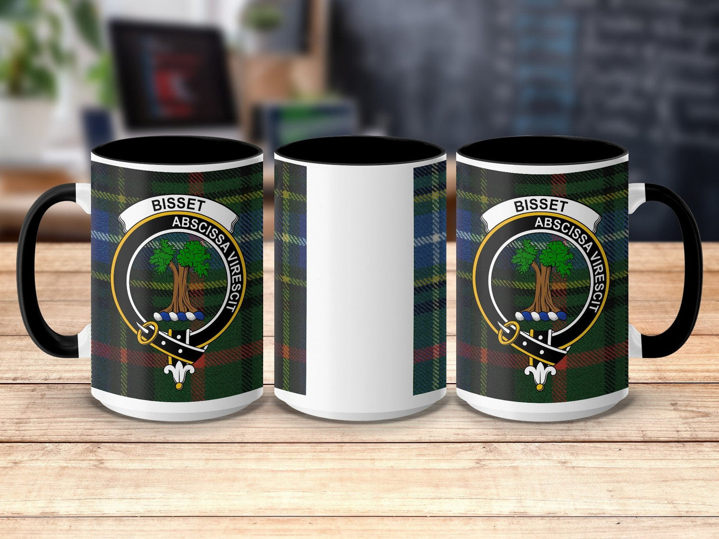 Physical Item 15oz / Black Bisset Clan Scottish Tartan Mug