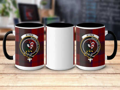 Physical Item 15oz / Black Byrers Clan Scottish Tartan Crest Mug