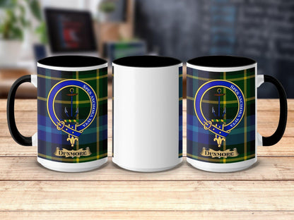 Physical Item 15oz / Black Dunmore Clan Scottish Tartan Crest Mug