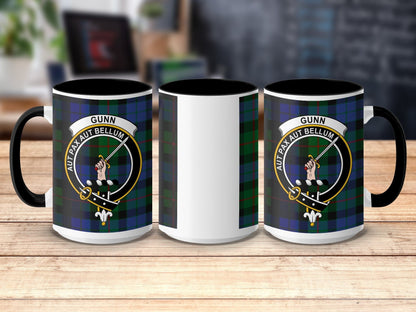 Physical Item 15oz / Black Gunn Clan Scottish Tartan Mug