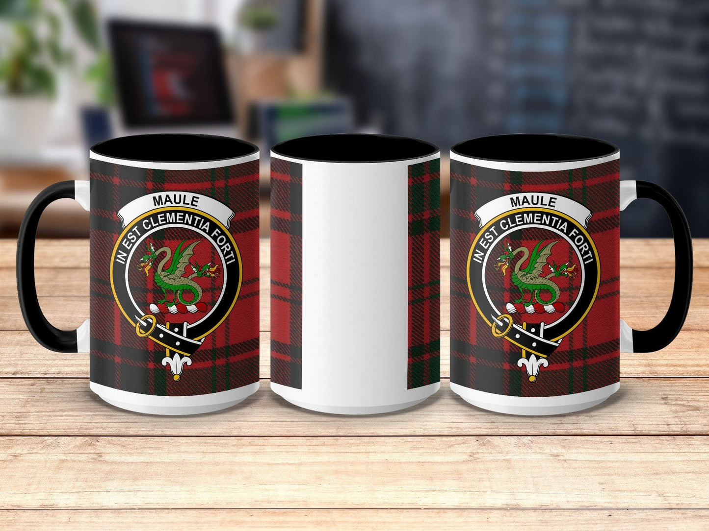 Physical Item 15oz / Black Maule Clan Scottish Tartan Mug