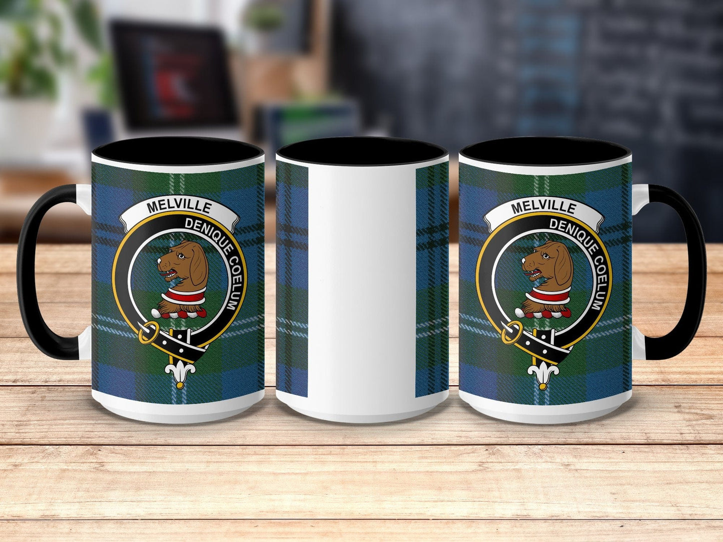 Physical Item 15oz / Black Melville Clan Scottish Tartan Mug