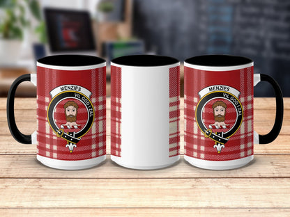 Physical Item 15oz / Black Menzies Clan Crest Tartan Scottish Mug