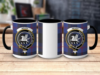 Physical Item 15oz / Black Nevoy Clan Scottish Tartan Marte Et Arte Mug