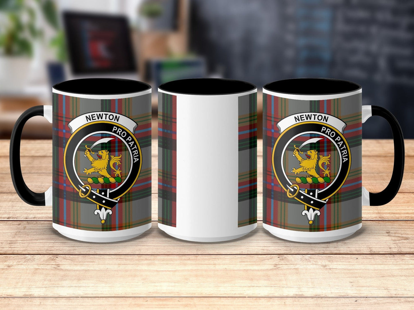 Physical Item 15oz / Black Newton Clan Scottish Tartan Mug